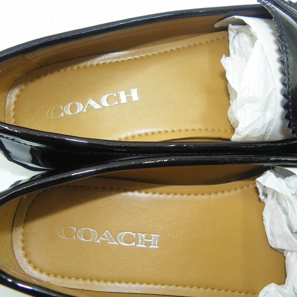 COACH BLACK PATENT LOAFERS SZ 7.5 LIKE NEW - Picture 4 of 6